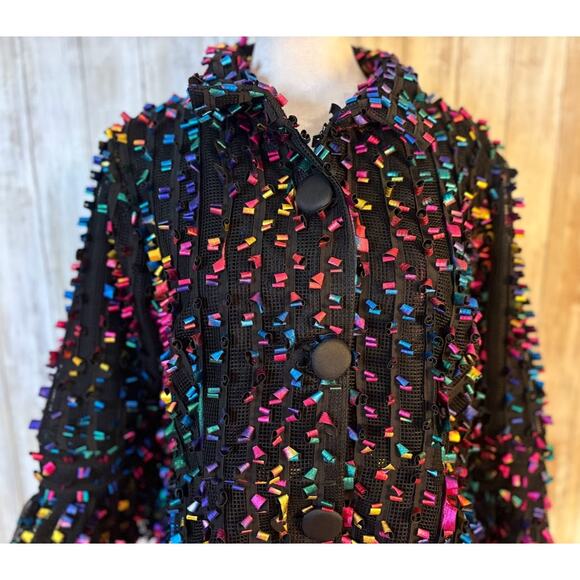 Draper's & Damon's Fashion Jacket Ribbon Details Black Shell Size Medium - Picture 3 of 9